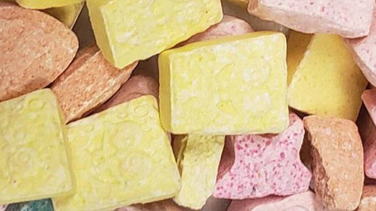DANGER: "SpongeBob SquarePants" shaped MDMA tablets, similar to the ones sent to a home in Medowie and sourced via the dark web from the Netherlands. 
