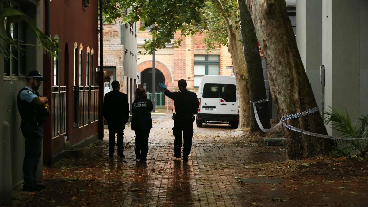 Specialist forensic police examining the scene of a stabbing in Newcastle West in January. On Wednesday, Dominic Lagudi pleaded guilty to the attack. Picture by Simone De Peak
