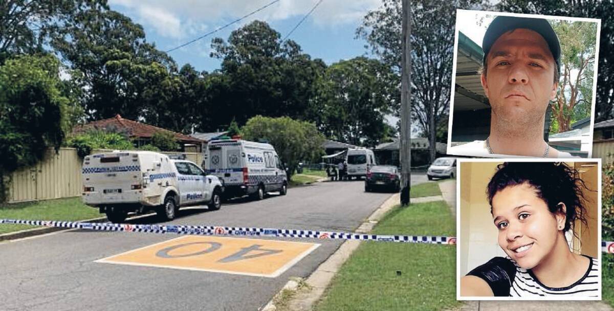 INVESTIGATION: The scene of Jason Adams' death in Raymond Terrace in February and, inset, Mr Adams and accused murderer Lily Ridgeway. On Wednesday, Ms Ridgeway faced the first day of a trial in NSW Supreme Court. 