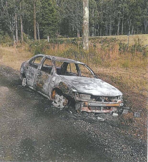 The car used in the armed robbery was later found burnt out. 
