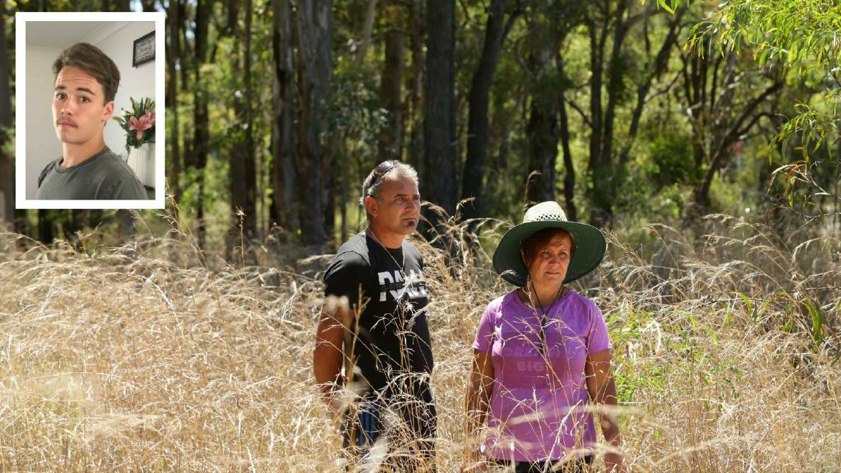 Zac Barnes' (inset) mother Karen Gudelj and step father Mick Gudelj search for him in 2017.