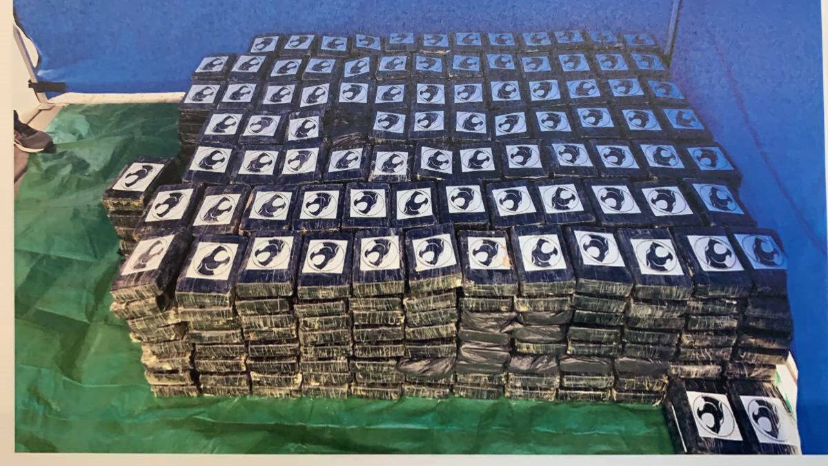 ILLICIT CARGO: The bricks of cocaine found secreted in the hull of the 13-metre catamaran Skarabej on Lake Macquarie on November 15, 2017. Three men, including Newcastle sailor Craig Lembke, were jailed over the plot.
