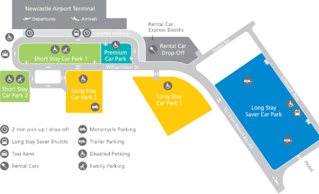 REVAMP: The new car park map at Newcastle Airport. The airport has changed the names of the four main car parks and will introduce a guidance system. 
