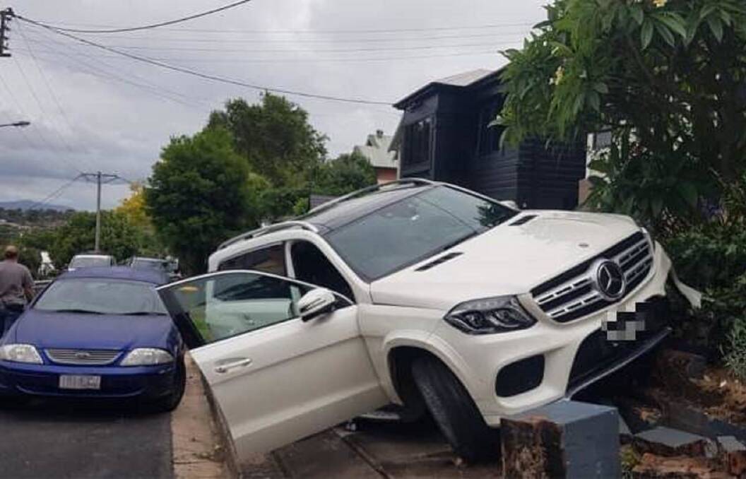 STUCK: Police said the 2018 Mercedes was allegedly stolen from outside a house at Hamilton South. 