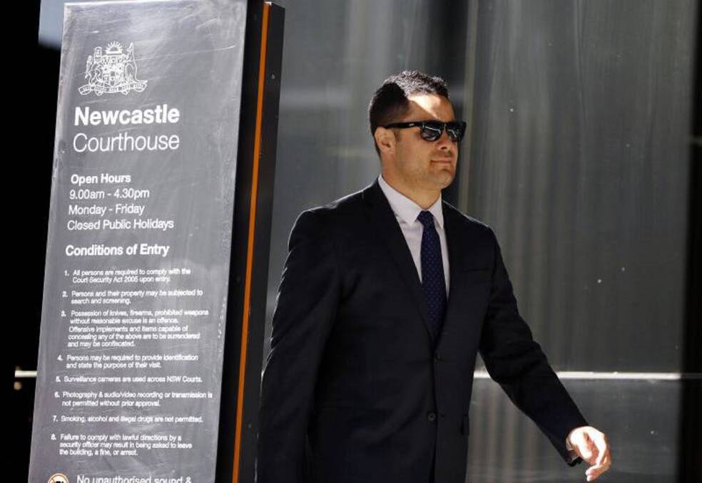 ACCUSED: Jarryd Hayne arriving at Newcastle courthouse last year. He has pleaded not guilty to two counts of aggravated sexual assault and inflict actual bodily harm.