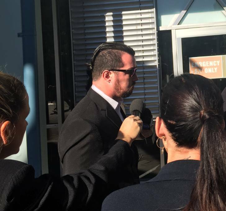 Accused body modifier Brendan Russell leaving Gosford courthouse in May, 2018. 
