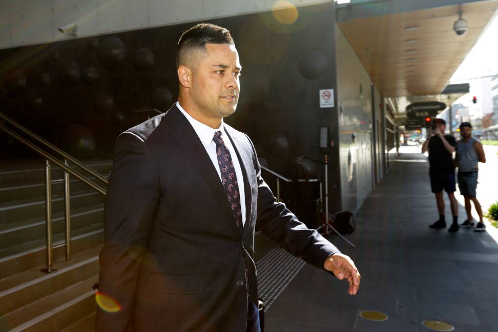 ACCUSED: Jarryd Hayne leaves Newcastle District Court during his rape trial. Picture: Jonathan Carroll 