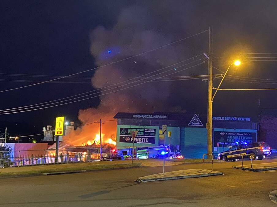 The deliberately lit blaze ripped through several cars and a house at an Adamstown tow yard in April, 2022. Picture by Anna Wolf 