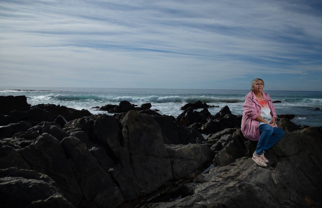 SORROW: Lorraine Williams, the mother of Carly McBride, at Pebbly Beach in Forster. Lorraine spoke to the Newcastle Herald this week, reflecting on seven years of hell since her daughter was murdered at Muswellbrook. 