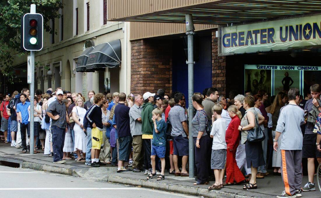 Lord of the Rings fans queue outside Newcastle's Tower Cinemas to see The Two Towers on Boxing Day 2002.