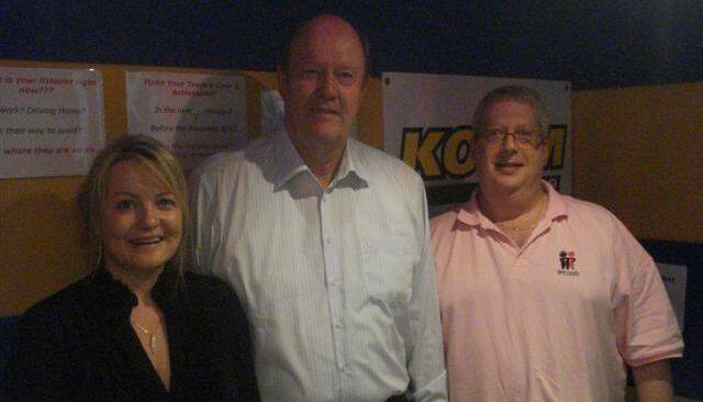 Making an impression with the real Tony Greig at KO-FM.
