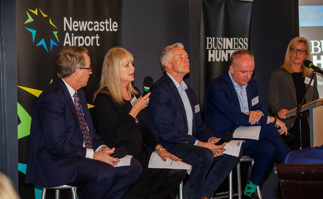 PANEL: Dr Peter Cock of Newcastle Airport, Leigh Bryant of Scorpion International Freight Services, Tim Owen of Hunter Defence Task Force, and Will Creedon of NSW Tourism Industry Council. Picture: Andrew Monger/AJM Photography.