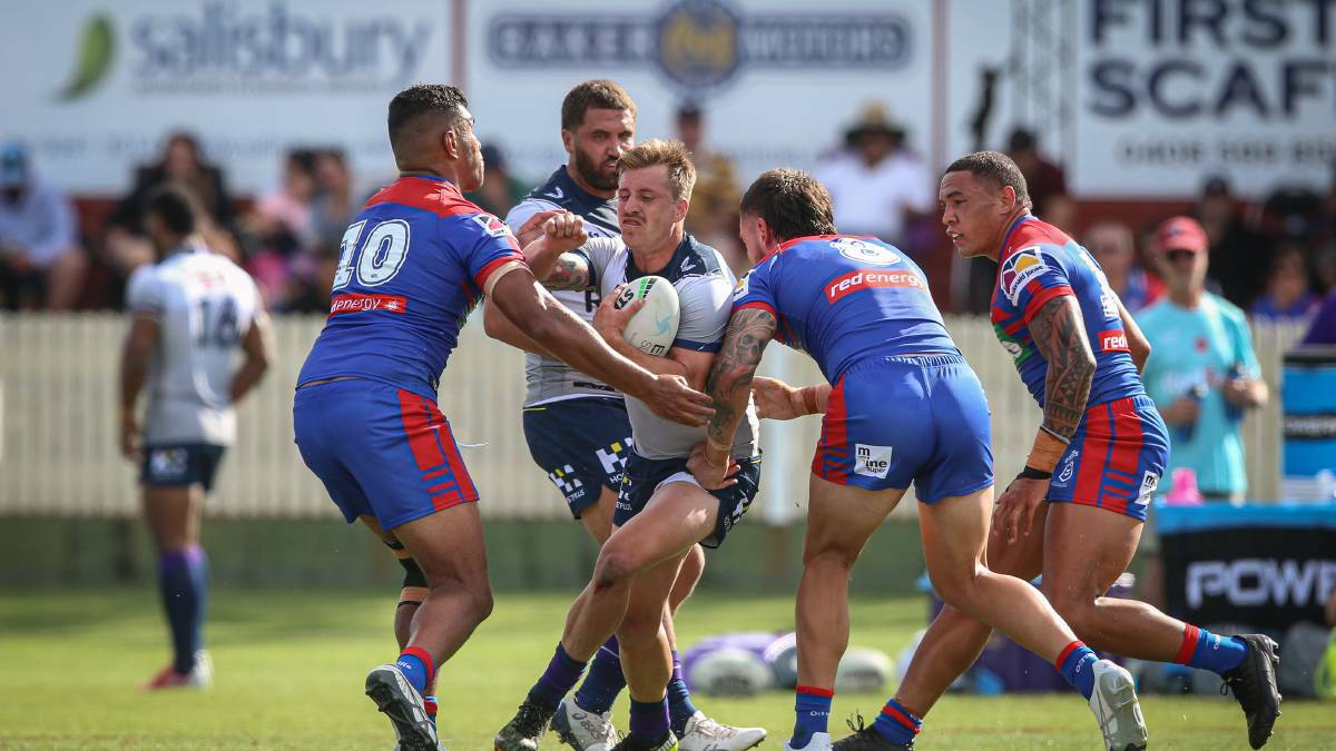 The Knights and Storm in action at Albury in a pre-season match earlier this year. Picture: James Wiltshire/Border Mail