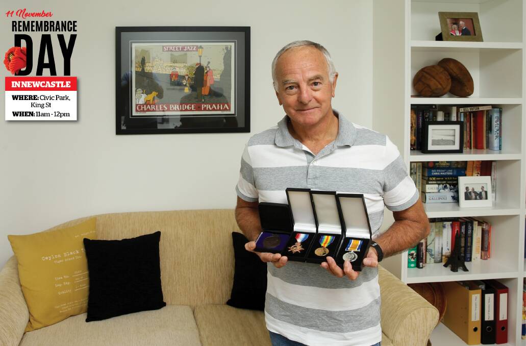 Never forget: Brian Banister said he felt "grateful, humbled and proud" to have his ancestor's war medals and thanked Yvonne Fletcher and John Gillam for their work and support. Picture: Jonathan Carroll 