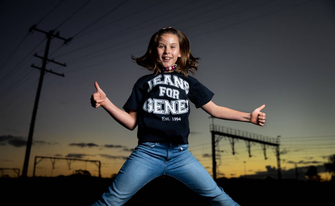 Hope: Mollyjane - also known as MJ - is one of the faces of Jeans for Genes Day on August 7. Picture: Marina Neil 