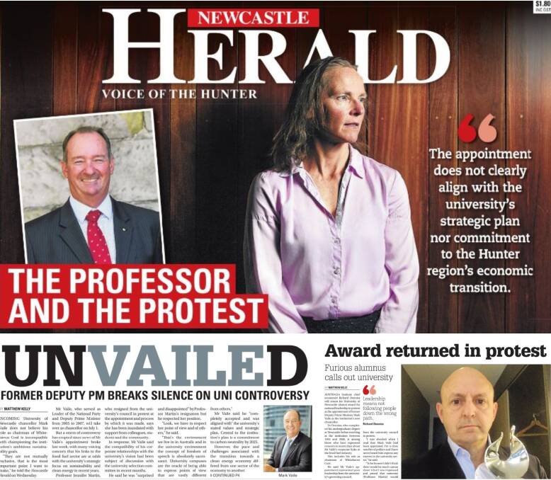 MAKING NEWS: Some of the Herald's coverage of Mark Vaile's appointment this week.