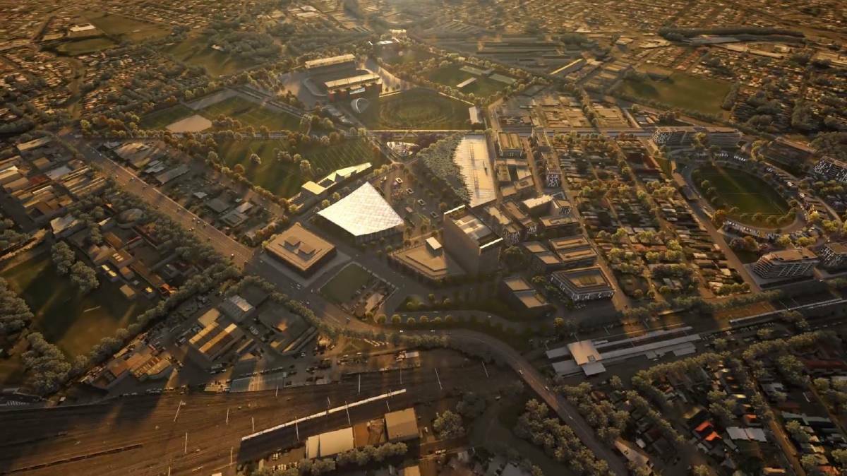 Where's the transport: An artist's impression derived from Venues NSW masterplan of how Hunter Park at Broadmeadow could evolve.