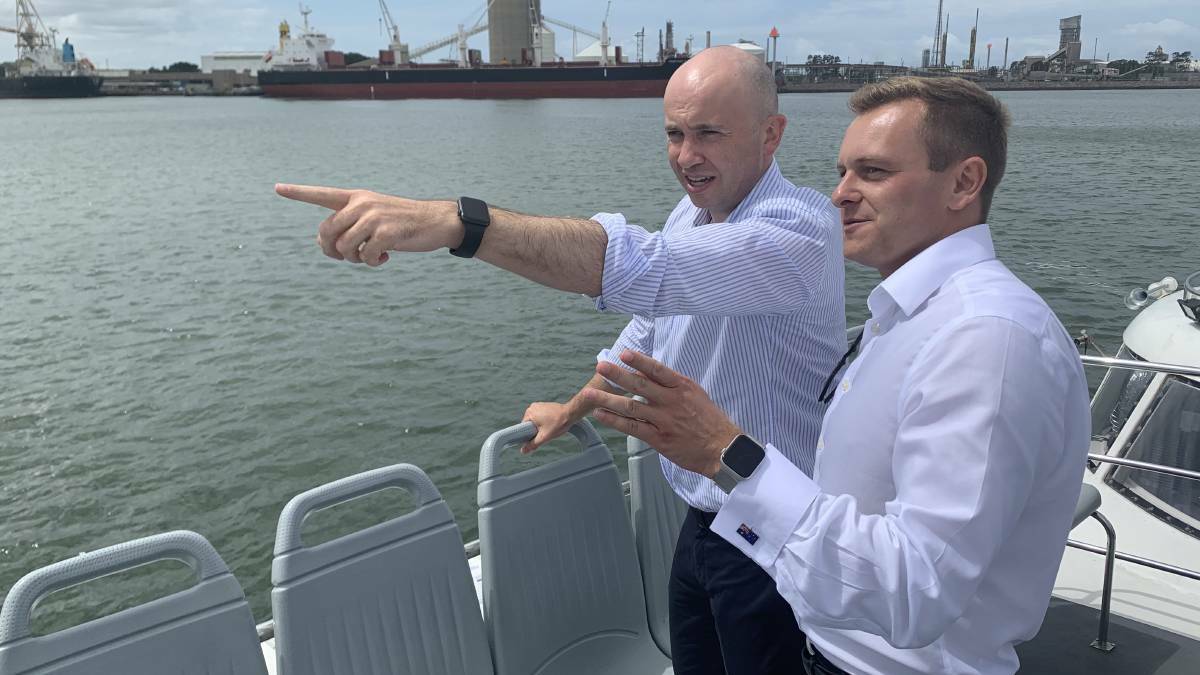 Energy minister Matt Kean and Parlimentary Secretary for the Hunter Taylor Martin at the Port of Newcastle last year.