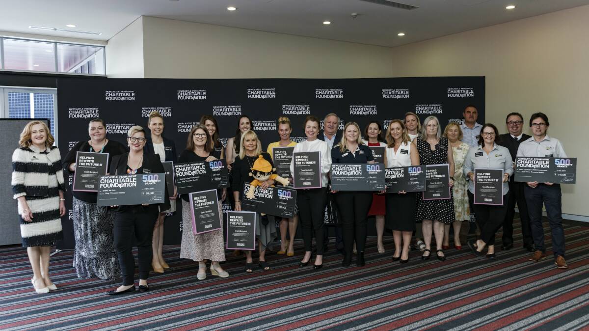 Newcastle Permanent Charitable Foundation board members distributed $800,000 in grants funding to 12 regional NSW charities during an event at McDonald Jones Stadium on Thursday. 