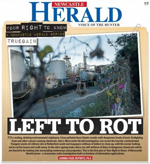 IMPORTANT: The first front page of the Herald's "Your Right to Know" campaign.