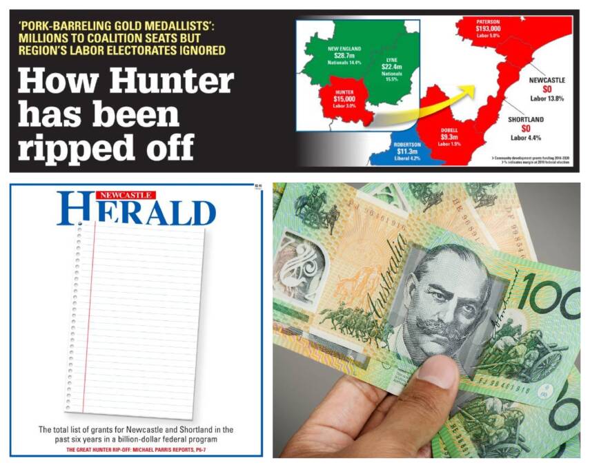SHORT-CHANGED: Saturday's Newcastle Herald revealed the seats of Newcastle and Shortland have received no money under a billion-dollar government grants program.