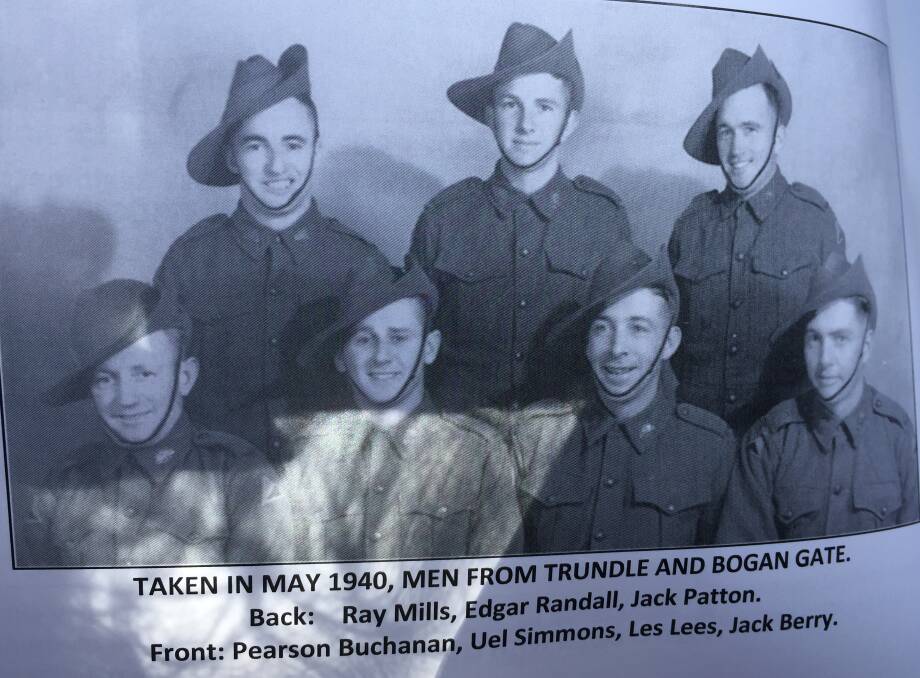 Among Les Lees' photos published in the book is this one of men from Trundle and Bogan Gate taken in 1940 - back, Ray Mills, Edgar Randall and Jack Patton; front, Pearson Buchanan, Uel Simmons, Les Lees and Jack Berry. 