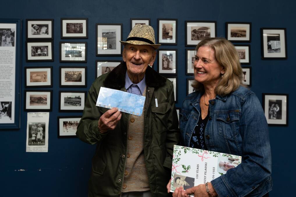 Katie Essick, visiting from America was given $100 by her 96 year-old mother to take a WWII veteran out for a drink when she came to Australia. Picture by Jonathan Carroll