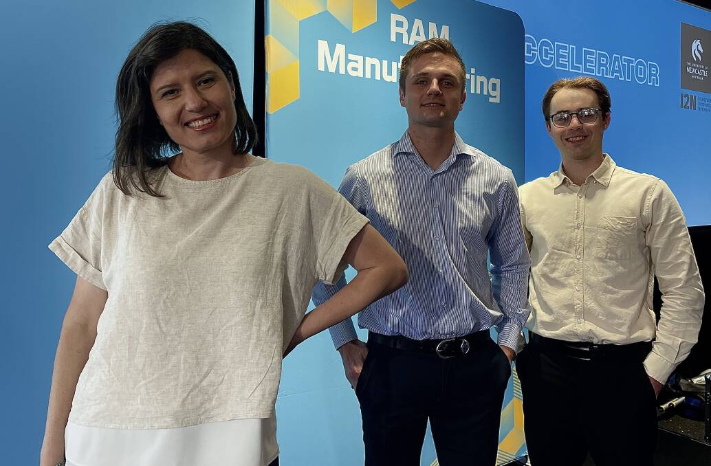 BeeMo founder Dr Tania Papasotiriou and RAM Manufacturing co-founders Ryan Muir and Sam Osbourne. 