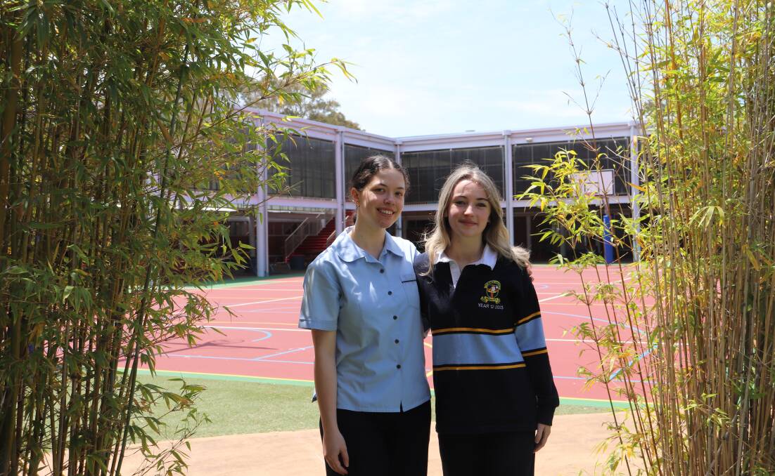 St Francis Xavier's College Hamilton students Harriet Armstrong, 18, and Angelina Dolan, 18 after their Food Technology exam. Picture supplied