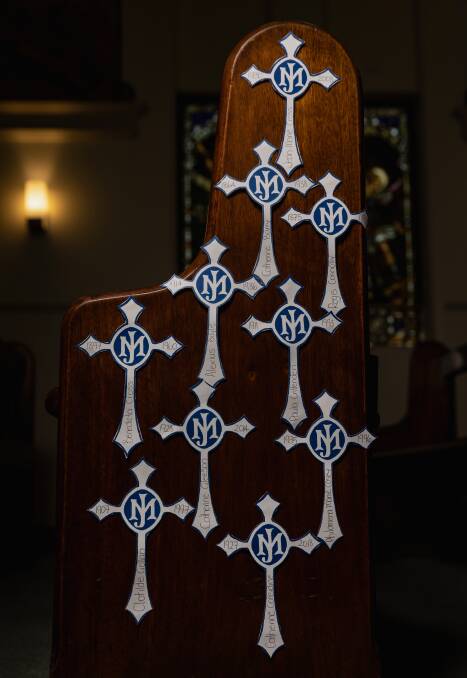 The Sisters of St Joseph that have died had their names written on small paper crosses on the church pews.