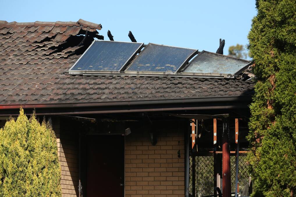 The flames tore through the roof of 20 Chelmsford Drive, Metford on Wednesday night. Picture by Simone De Peak