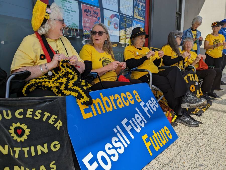 A dozen Nannas knit to raise awareness of the climate future. Picture supplied