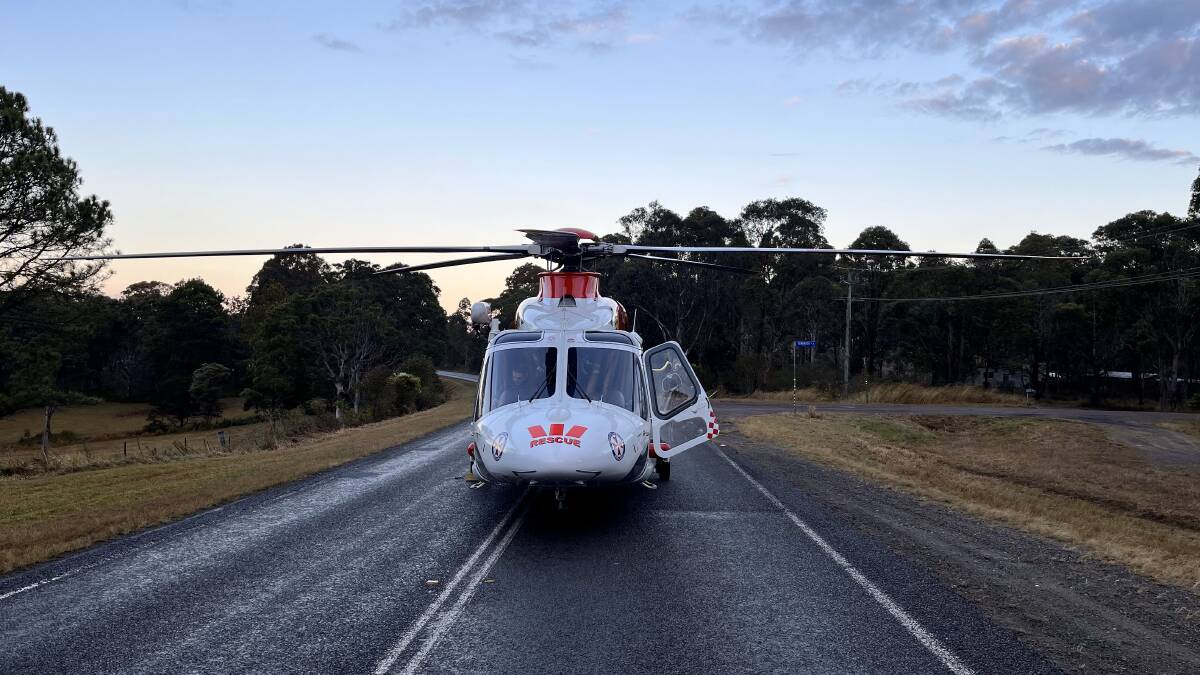 The Westpac Rescue Helicopter airlifted a man in his 20s to John Hunter Hospital. Picture supplied