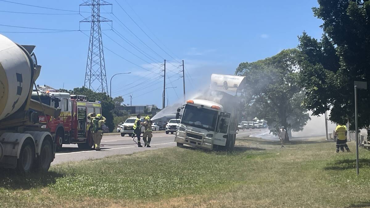 Truck fire on Industrial Drive, Mayfield West, pictures by Max McKinney