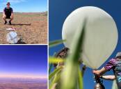 Hunter School of the Performing Arts student Nolan Sobel-Read launching his weather balloon in Nyngan. Pictures supplied