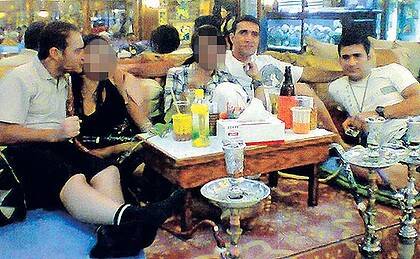 From left: Masoud Sedaghatzadeh, 30, Mohammad Khazaei, 42,  and Saeid Moradi, 27, whose leg was blown off in the blasts.
