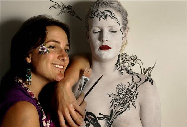 ETHEREAL: Emilie Ades, far left, with a human art work. - Main picture by Natalie Grono
