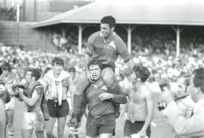 LEGEND: John Sattler is chaired from the field after leading Souths to victory in 1971.