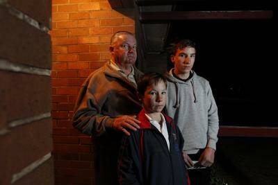 LETTER: Stockton’s Jeffrey, David and Casey Parsons at home in Fullerton Street last night. –  Picture by