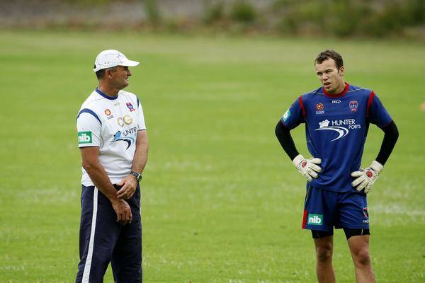 EAGER BEAVER: Jack Duncan at training yesterday with Clint Gosling.