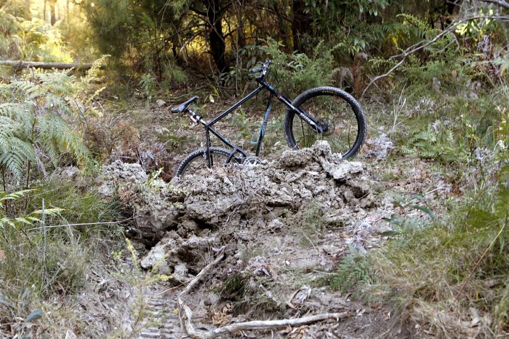 TRAIL DESTROYED: One of the walking and cycling trails in Glenrock. Picture: Darren Pateman 