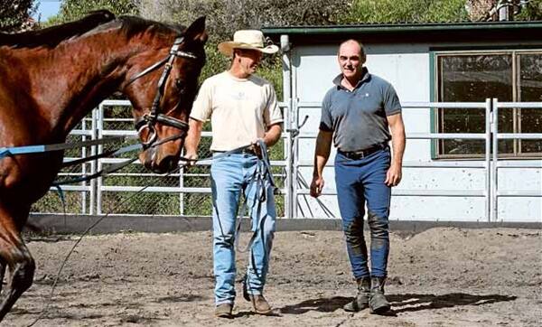 Barry Digger and Scott Brodie retraining thoroughbred racehorses. Picture: Tina Brodie