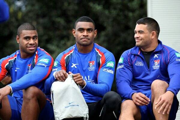 Wes Naiqama, centre, with brother Kevin, left, and Richie Fa'aoso.