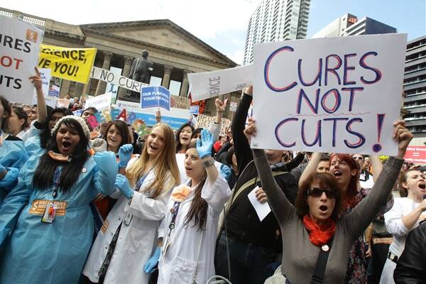 NATIONAL ACTION: A rally against proposed cuts to  research. –  Picture by Rebecca Hallas
