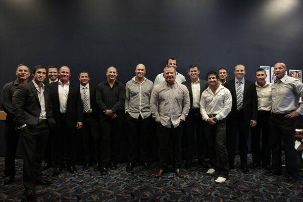WINNERS: Members of Newcastle's 2001 grand final side at a reunion yesterday.