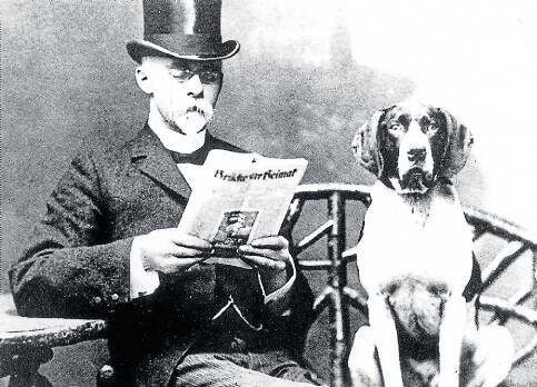 Legendary architect Frederick Menkens with his dog Mick.
