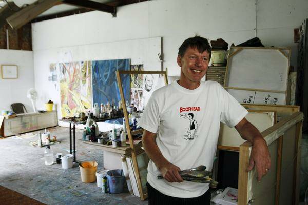 DELIVERY: Artist Michael Bell in his Lambton studio. –  Picture by Max Mason-Hubers