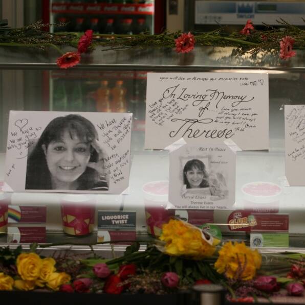 TRAGEDY: The memorial for Therese Evans at the franchise.