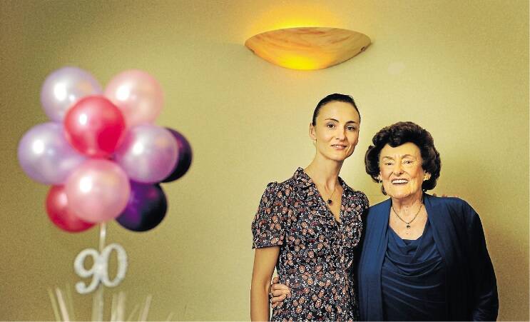 NCH - NEWS -  Newcastle dance teacher, Miss Tesssa Maunder (RIGHT) celebrated her 90th birthday with former students and friends at a luncheon at the Crown Plaza, Newcastle, today. Photographed with former student and Australian Ballet star, Olivia Bell (LEFT). Photo by Marina Neil 15th September 2013.