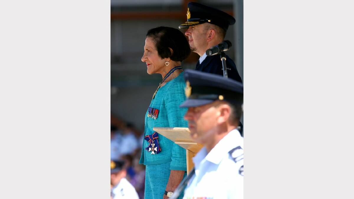 Williamtown RAAF base hosts 70th anniversary of 41, 42 and 44 wings. The wing colours on parade.  NSW Governor Professor Marie Bashir, reviewed the parade.  Picture Brock Perks